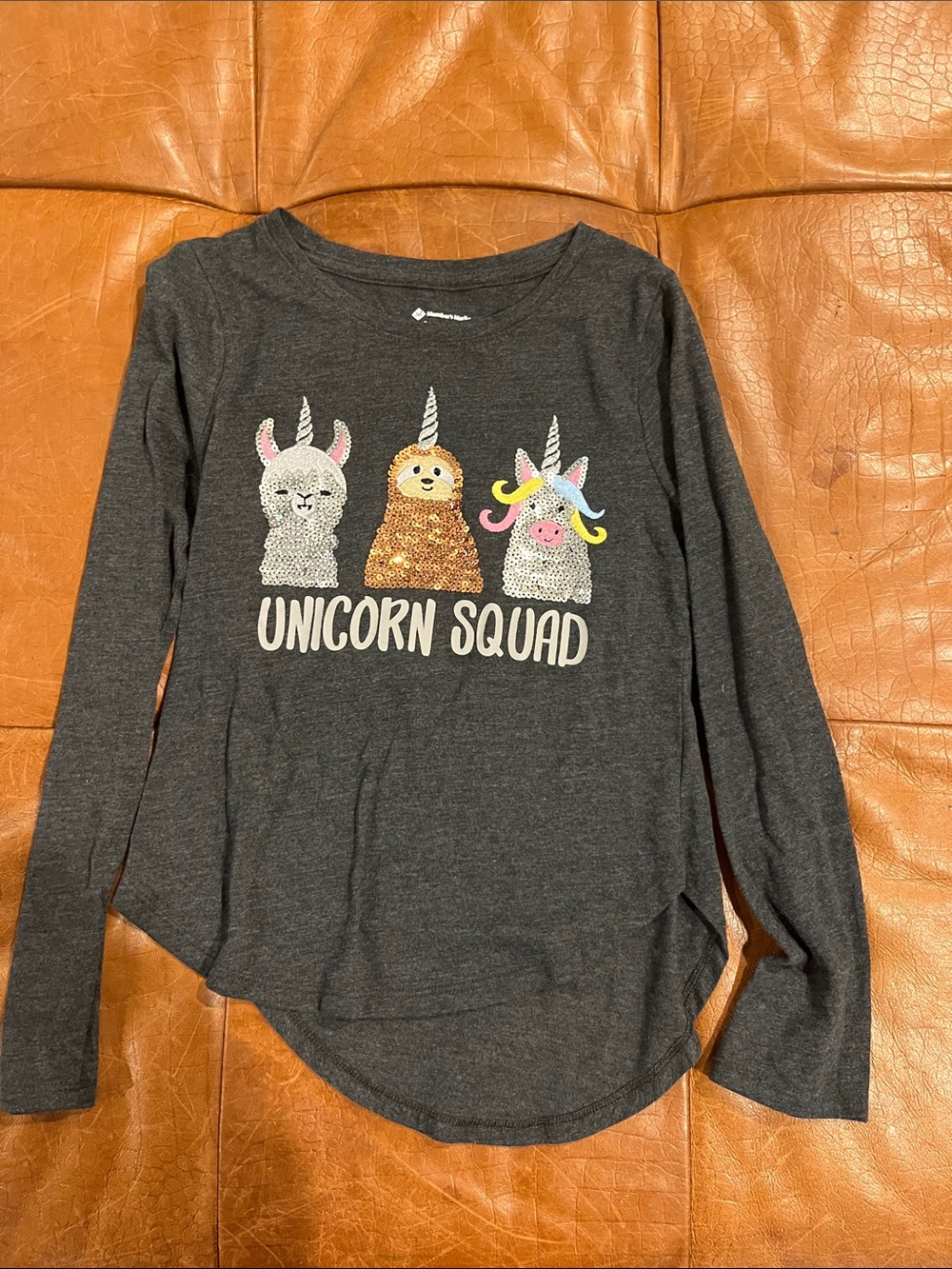 Girls' Unicorn Squad Long Sleeve Tee - Charcoal